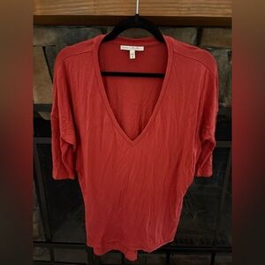 Express Burnt Orange Ribbed 3/4 Sleeve Blouse